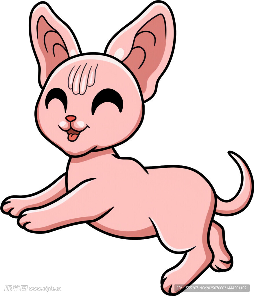 可爱粉色猫咪俏皮姿态