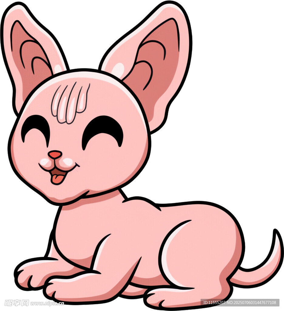 可爱躺卧的粉色卡通猫咪