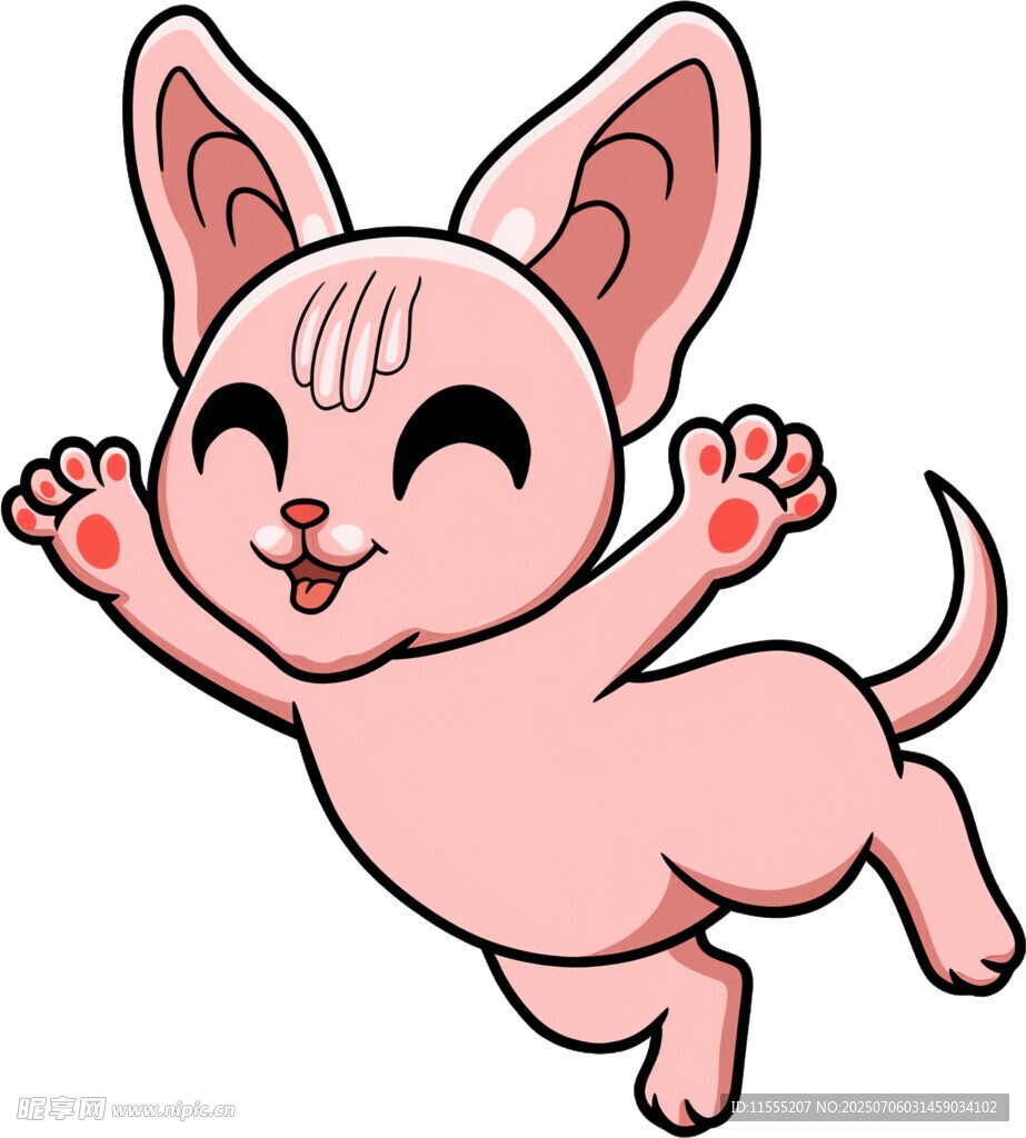 跳跃的可爱粉色小猫