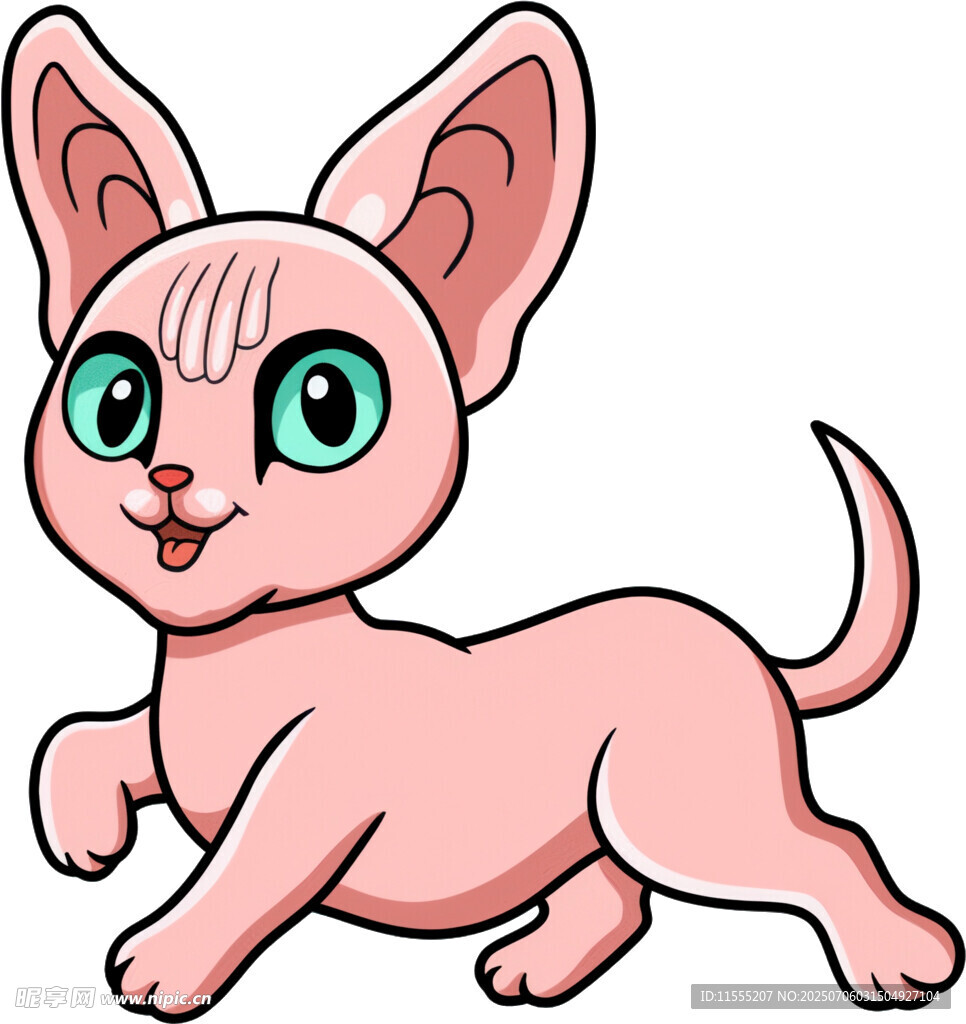 可爱粉色小猫欢快奔跑