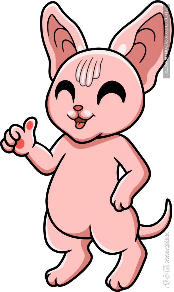 可爱卡通小猫竖大拇指