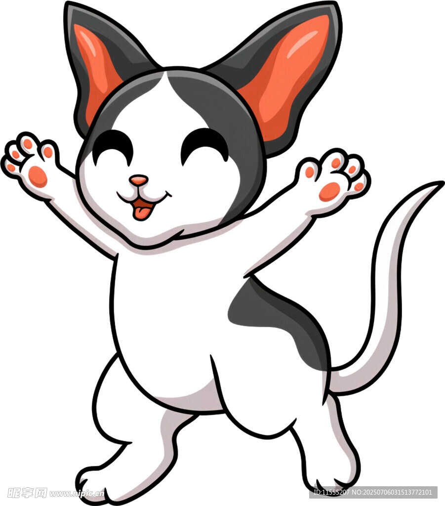 可爱黑白猫欢快舞动