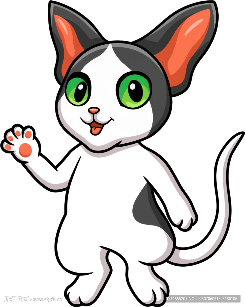 可爱招手小猫卡通形象