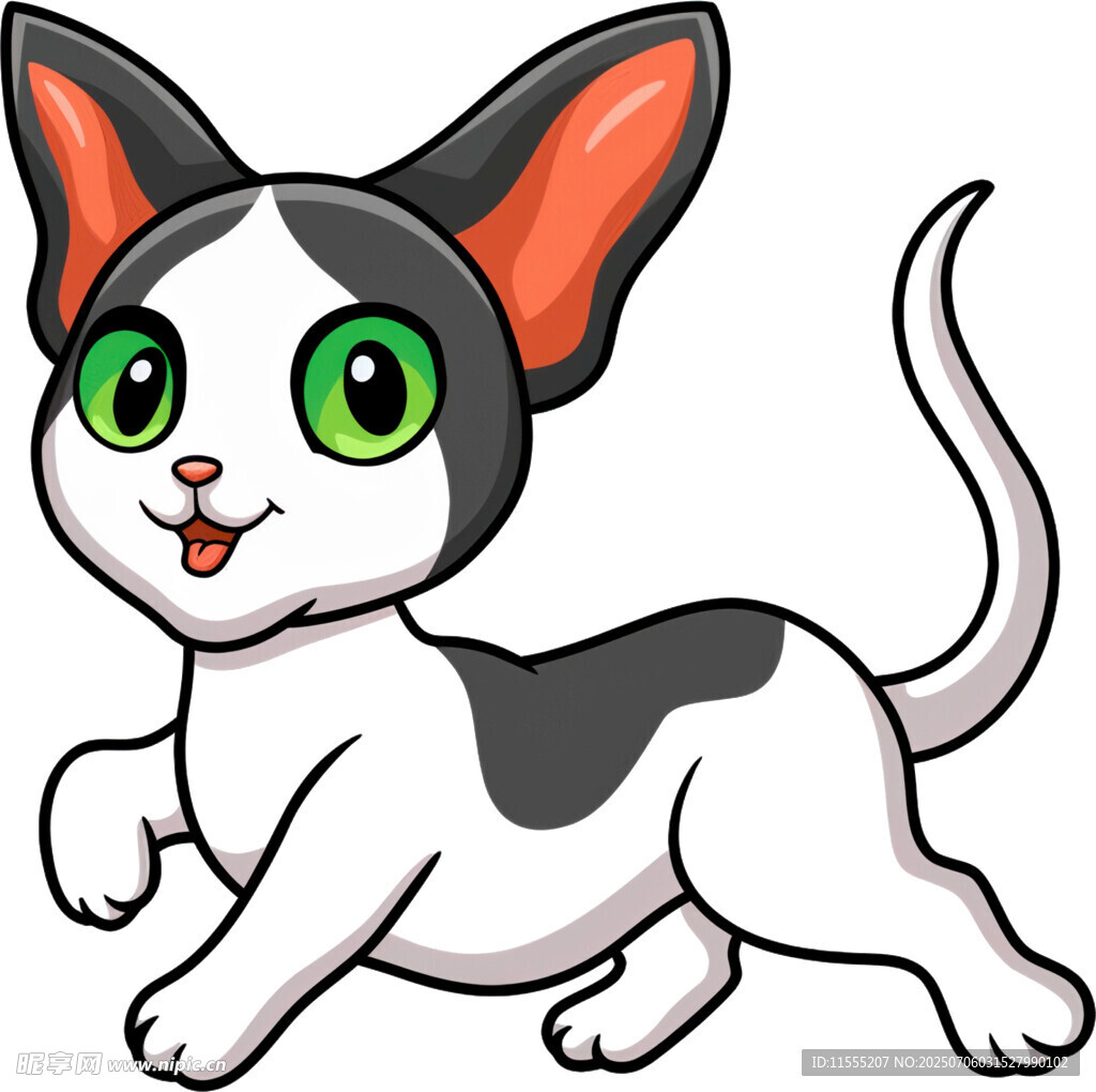 奔跑的可爱卡通小猫