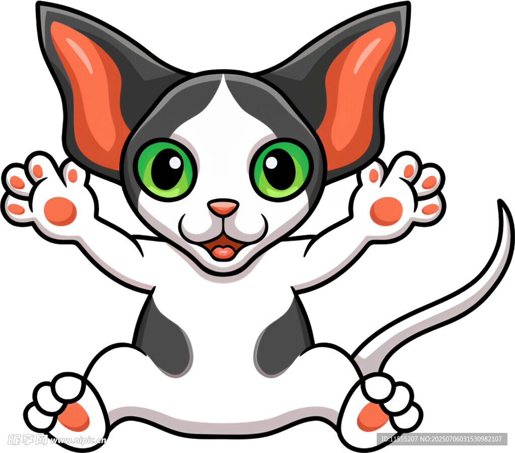 可爱小猫开心挥手