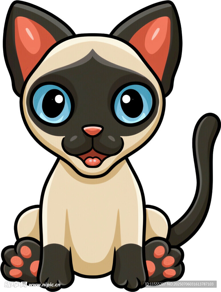 可爱暹罗猫卡通形象