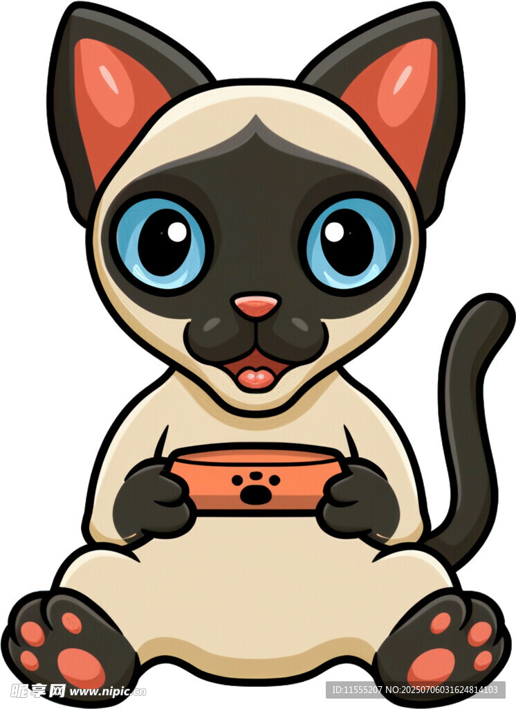 可爱暹罗猫玩掌机