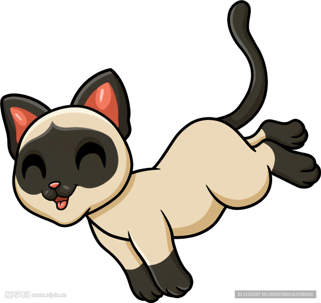 跳跃的可爱暹罗猫