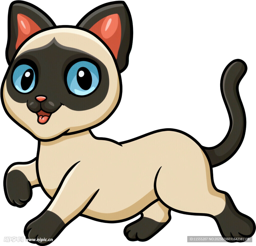 可爱暹罗猫欢快奔跑