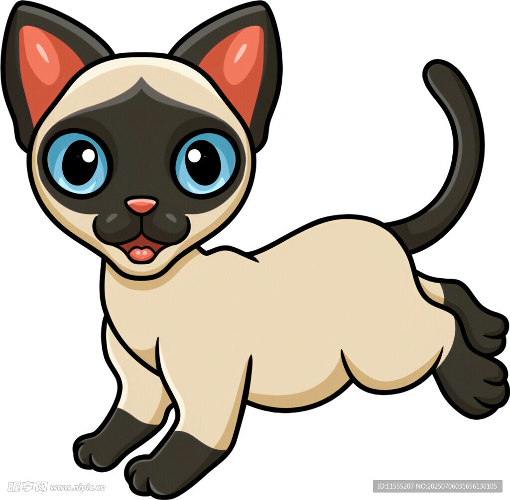 可爱暹罗猫欢快奔跑