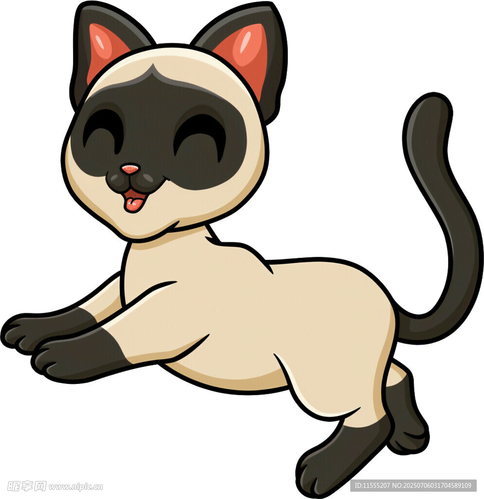 跳跃的可爱暹罗猫