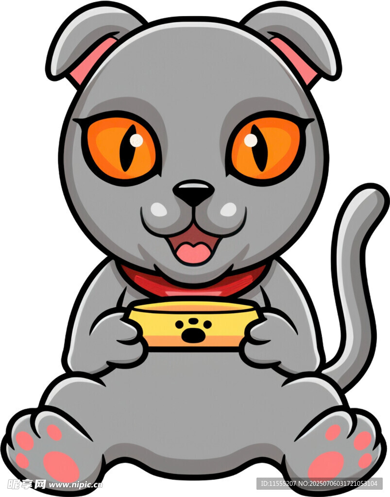 可爱灰狗端着食物碗