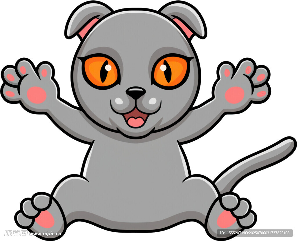 可爱灰猫开心坐立