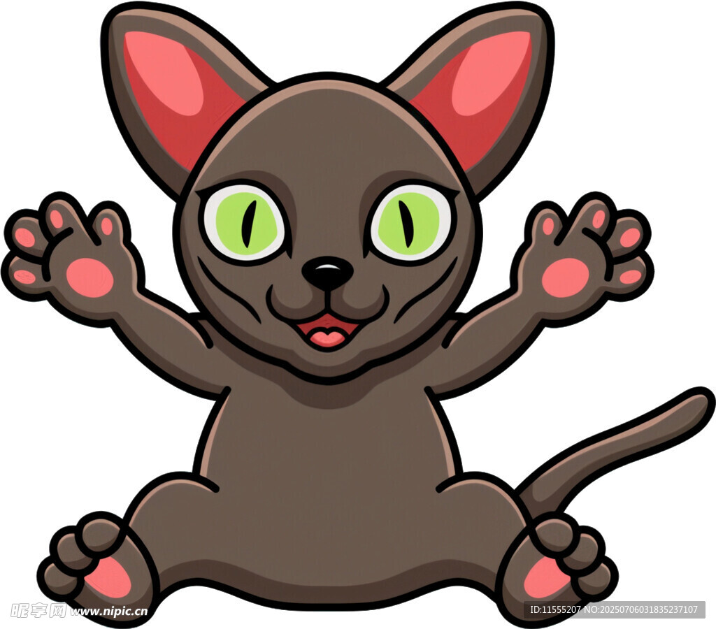 可爱黑猫张开爪子卖萌