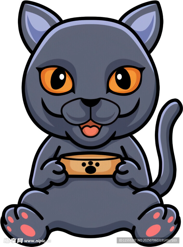 可爱黑猫手持神秘物件