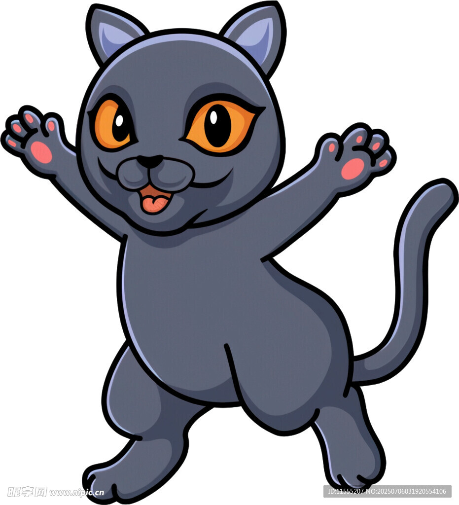 可爱黑猫欢快跳跃