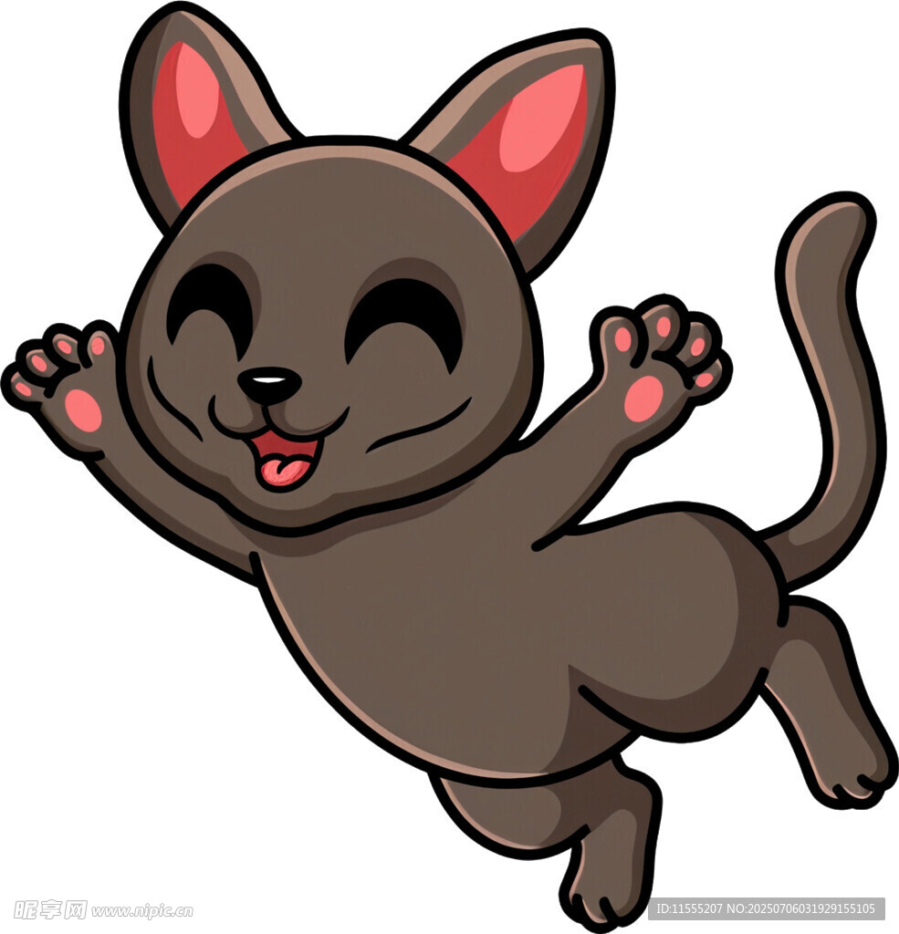 跳跃的可爱黑猫