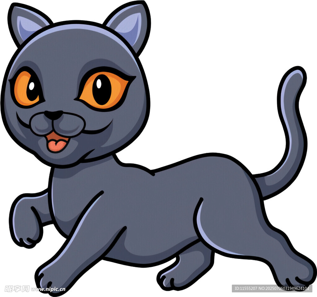 奔跑的可爱黑猫