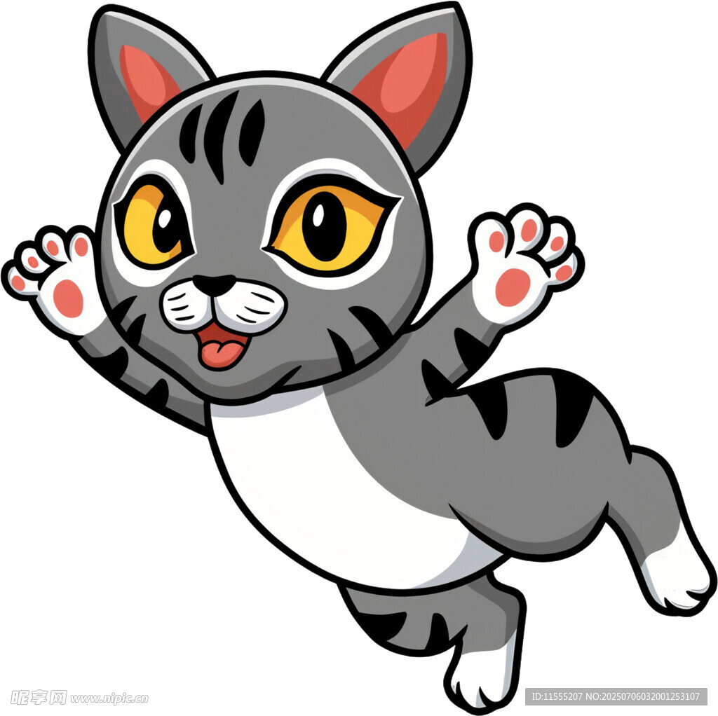 跳跃的可爱卡通猫咪