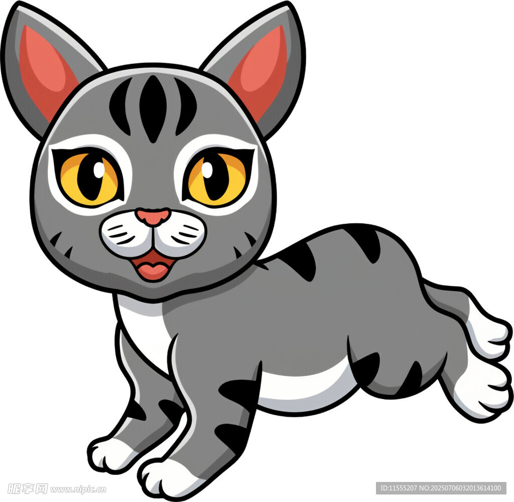 奔跑的可爱卡通小猫