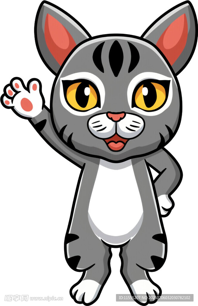 挥手的卡通猫咪