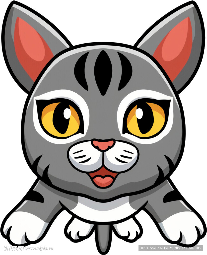 可爱灰猫卡通形象