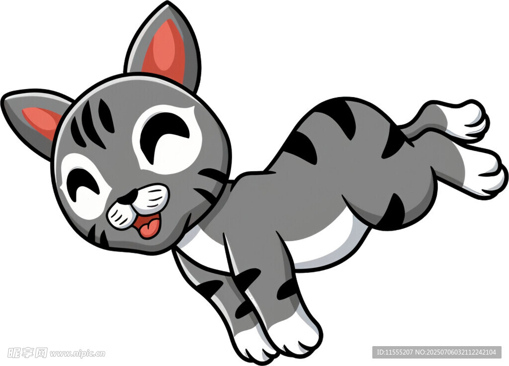 跳跃的可爱灰猫