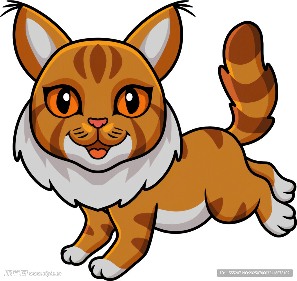 奔跑的可爱斑纹小猫