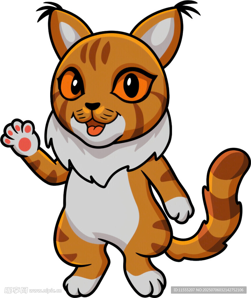 可爱猫咪挥手打招呼