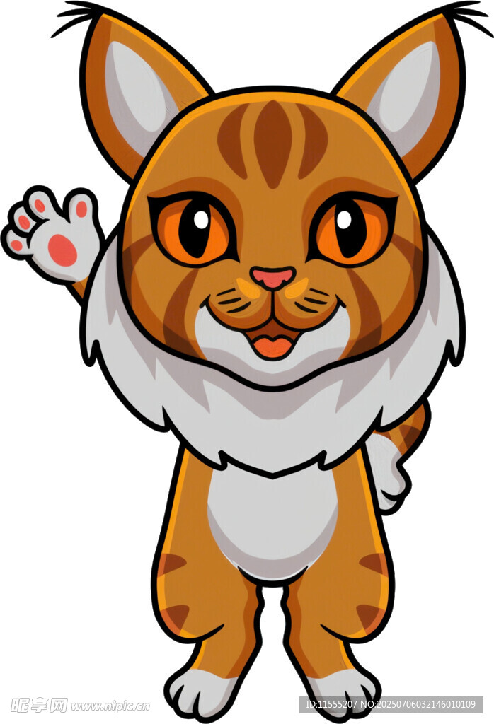 可爱招手猫咪卡通形象