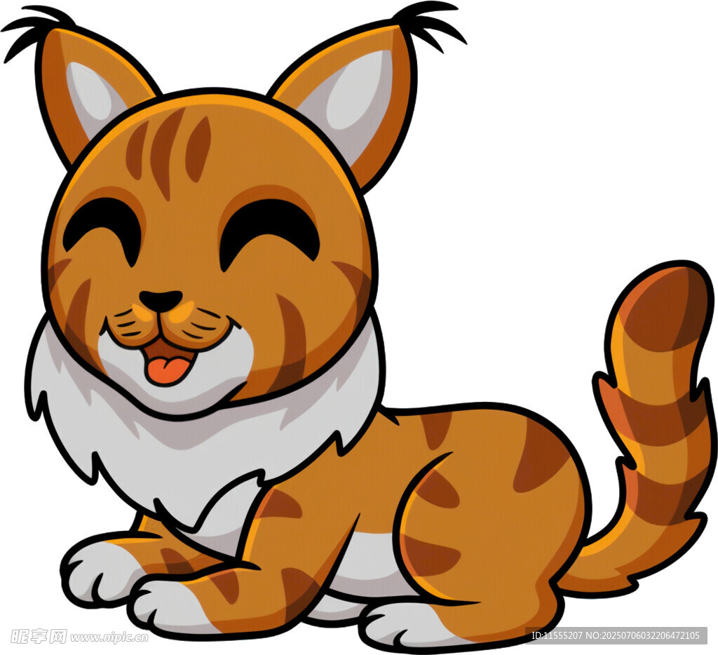 可爱躺卧的卡通猫咪