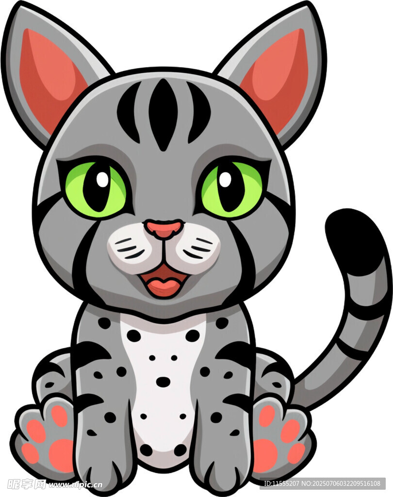 可爱卡通小猫坐立形象