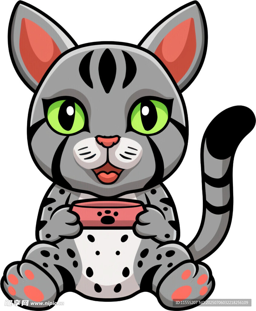 可爱猫咪捧杯喝饮品