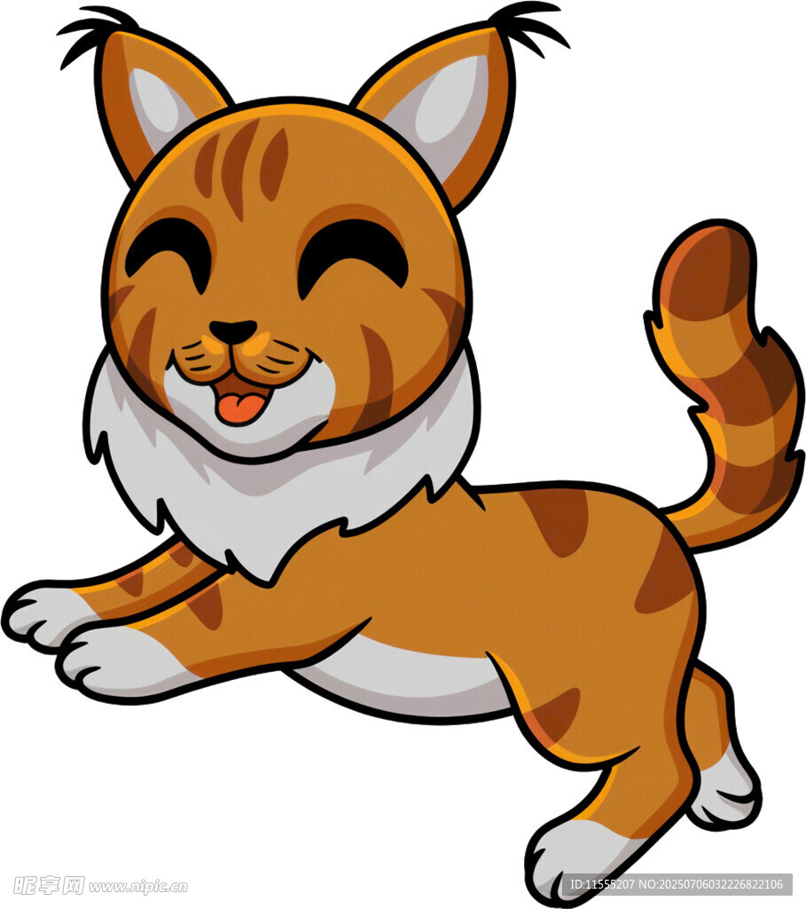 欢快跳跃的卡通小猫