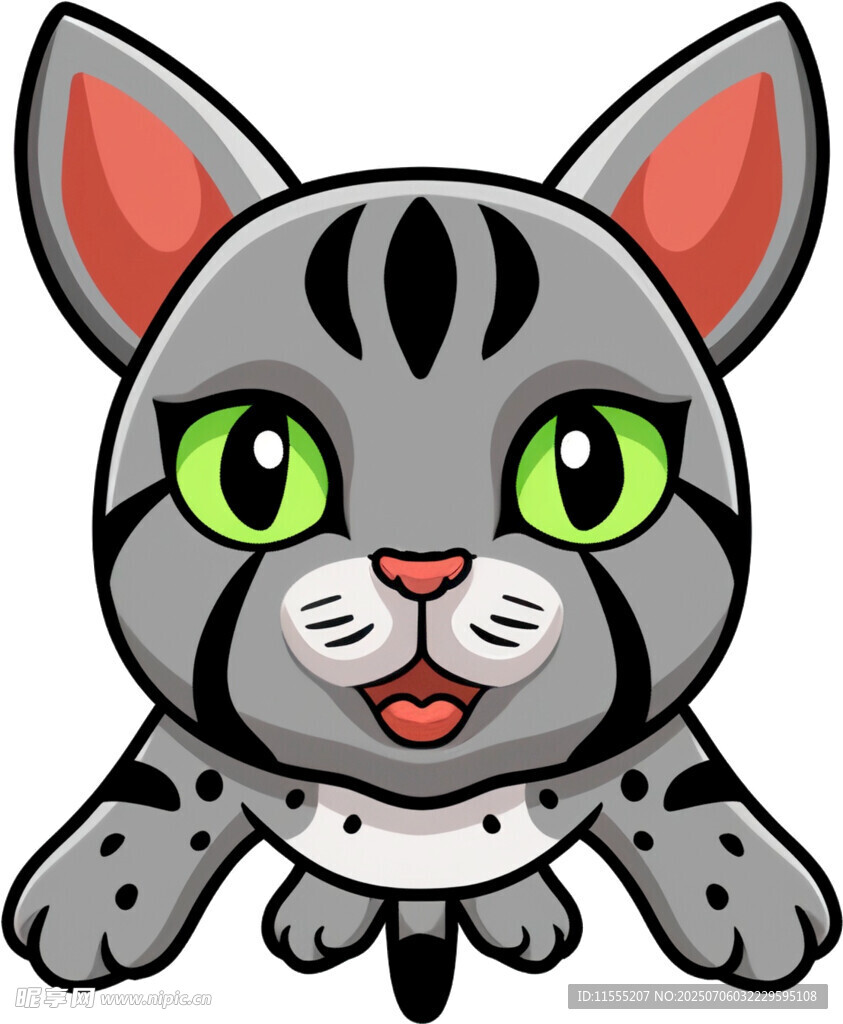 可爱灰猫卡通形象