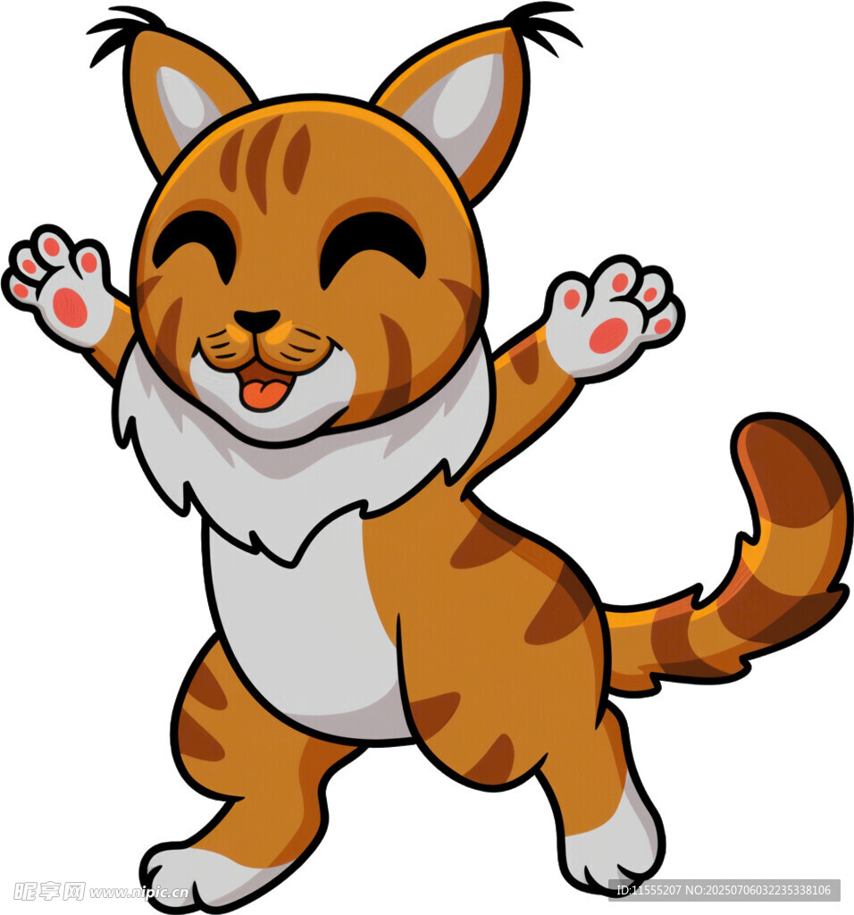 欢快跳跃的卡通小猫