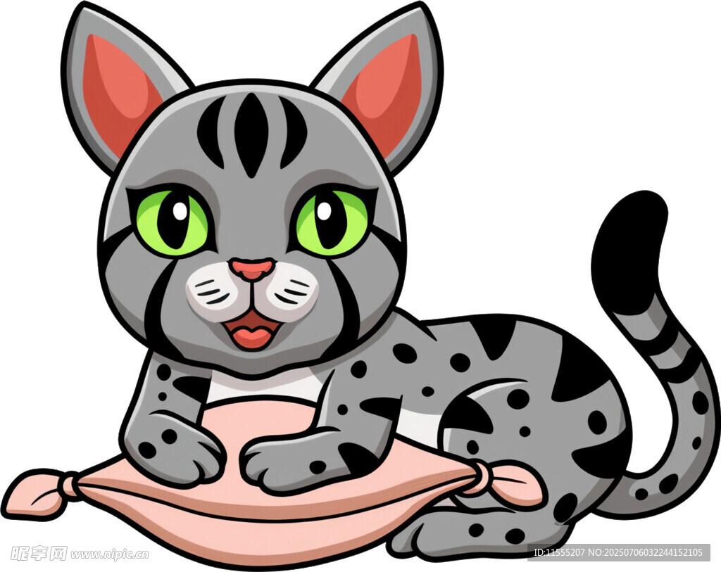 趴着的斑点小猫