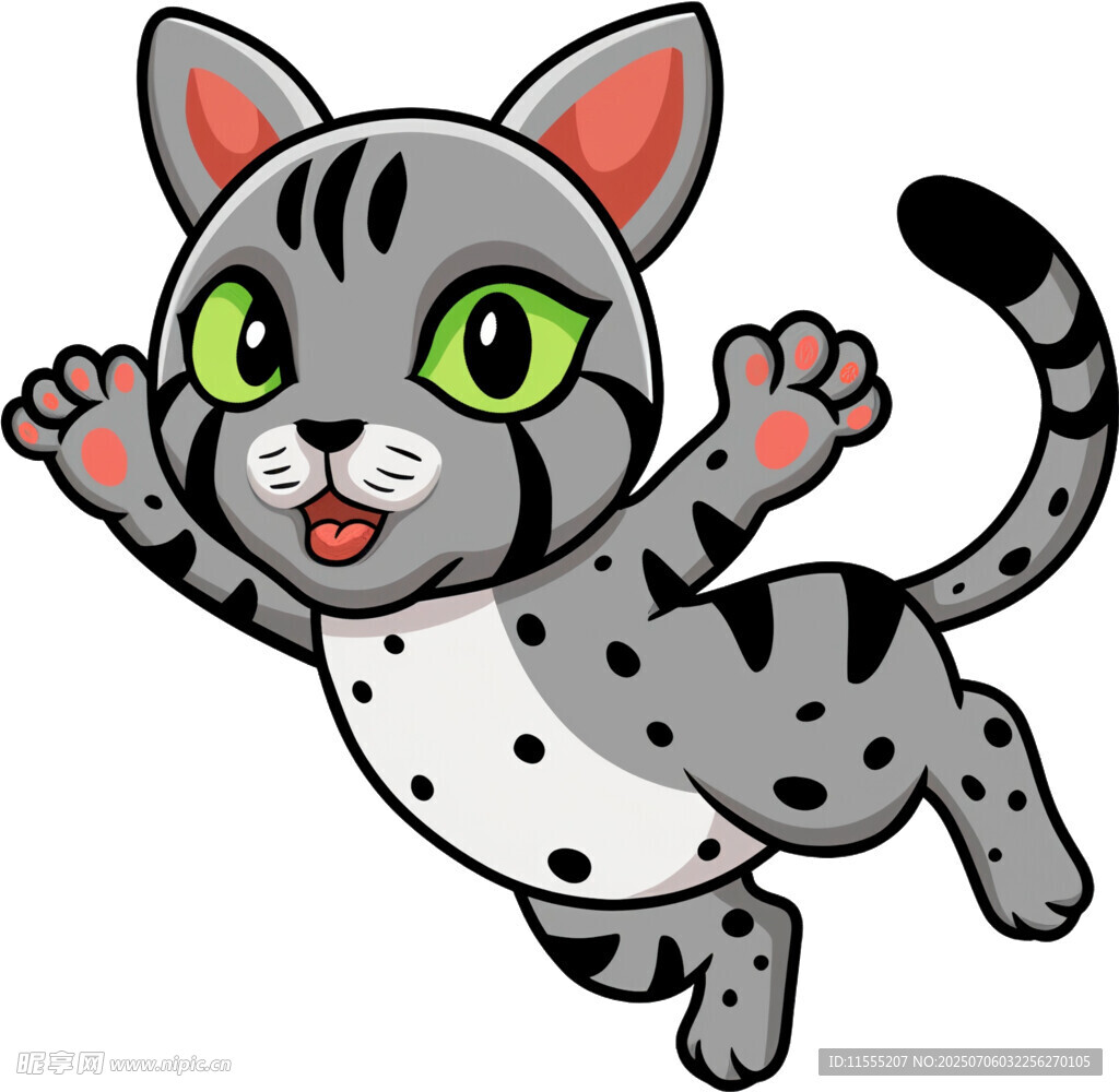 跳跃的斑点小猫