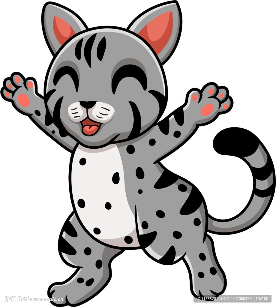 可爱斑点小猫欢乐起舞