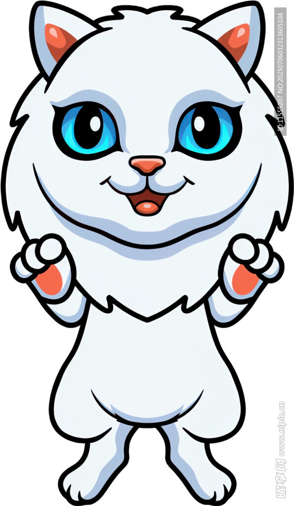 可爱白猫咪比耶