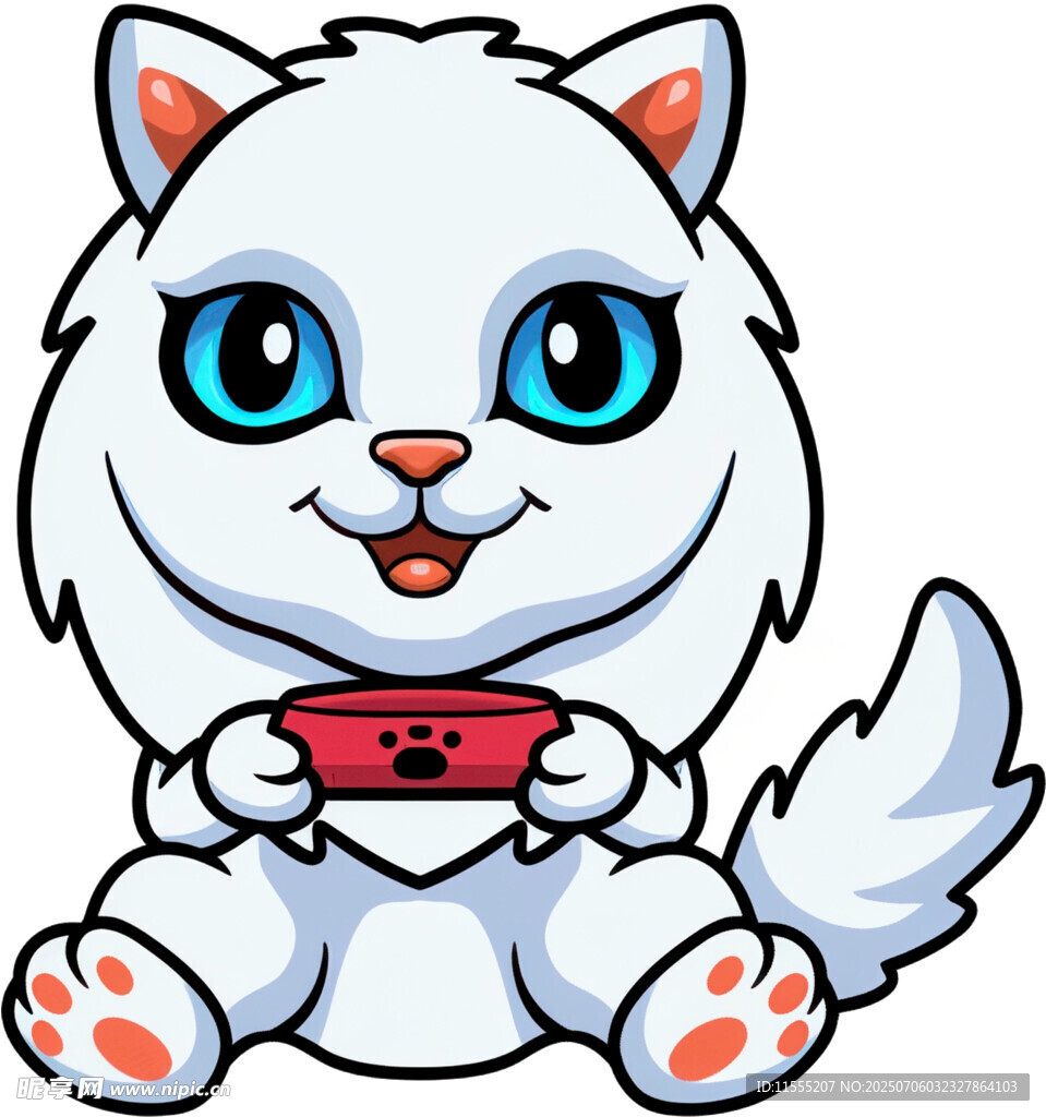 可爱白猫抱红心