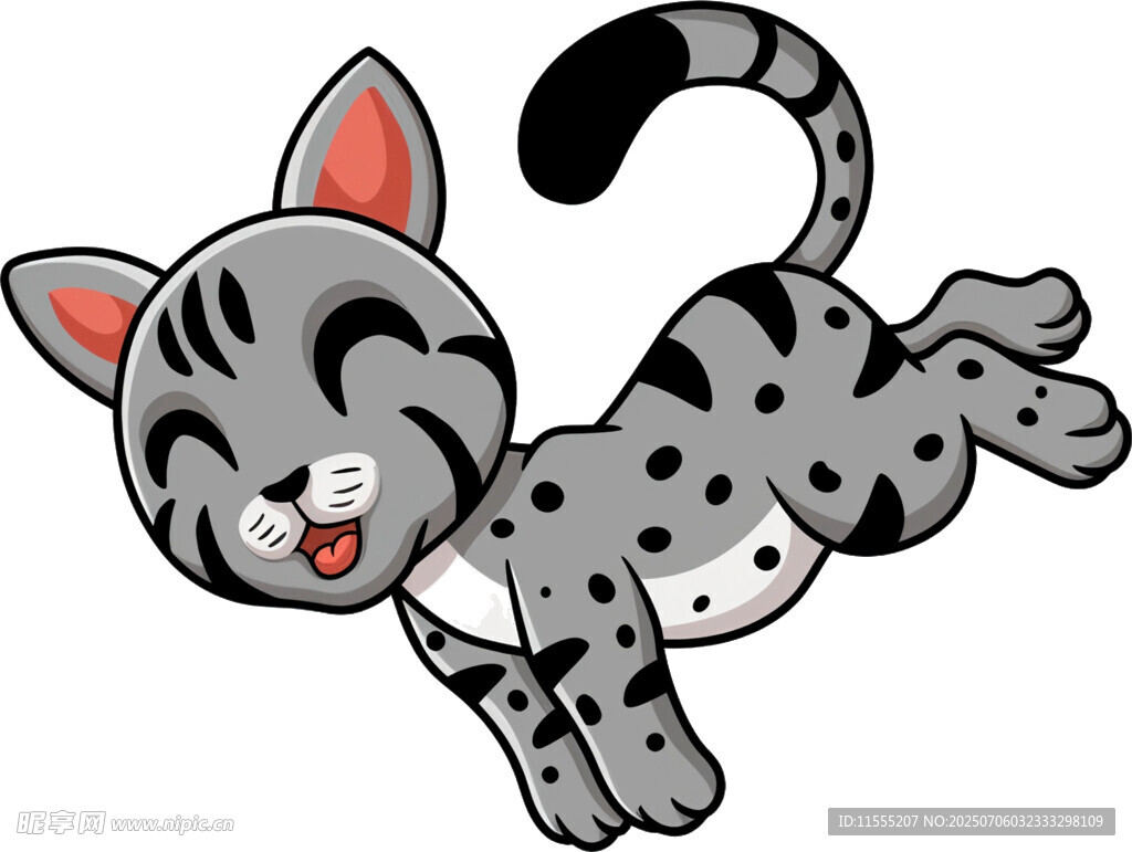 跳跃的斑点小猫