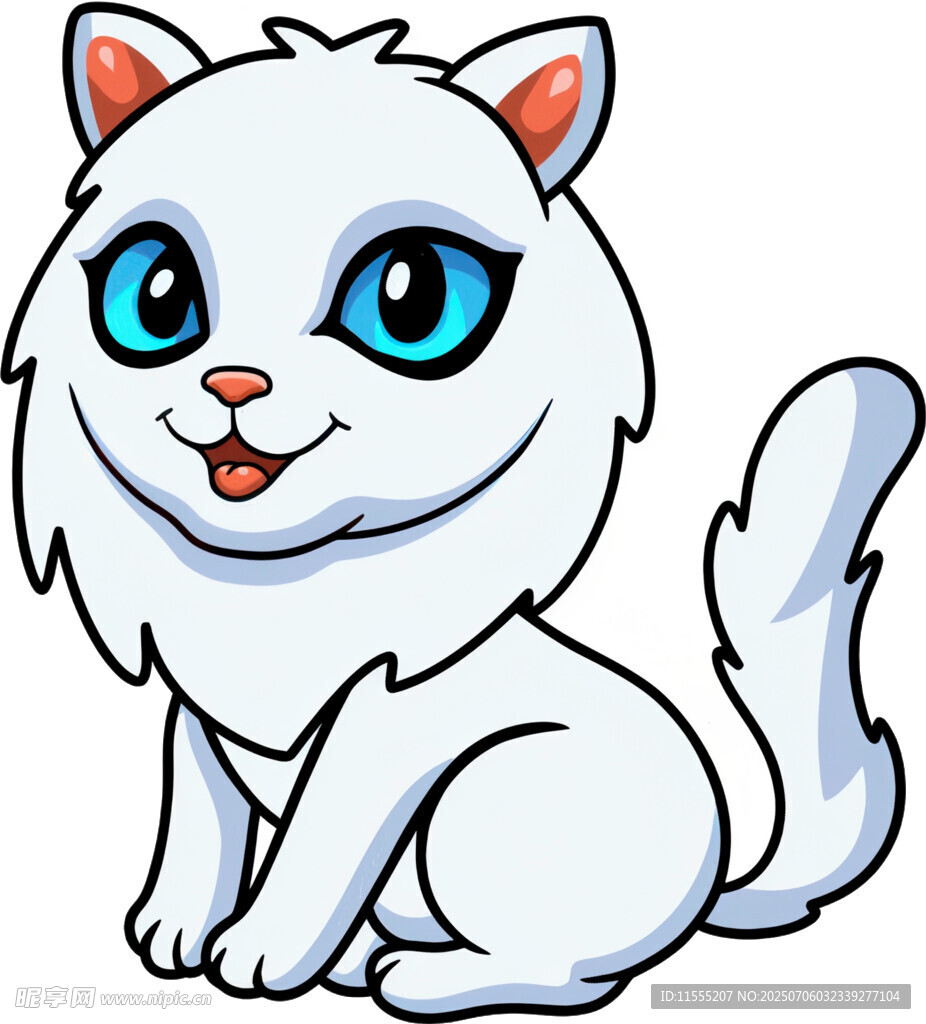 可爱的卡通小白猫