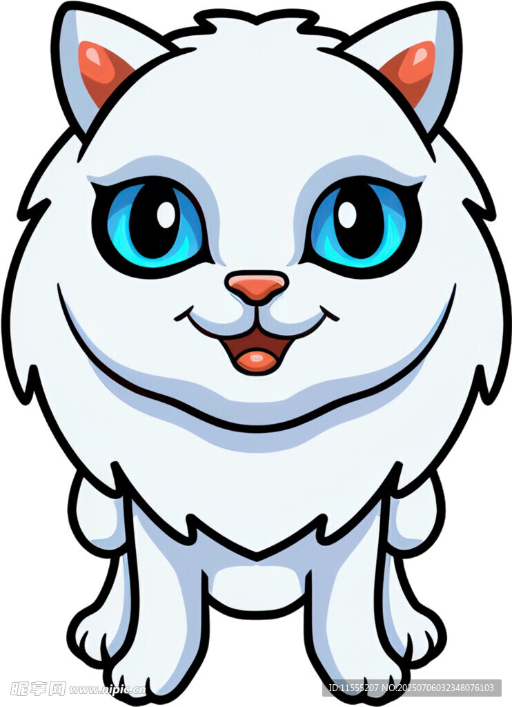 可爱的白色猫咪卡通形象