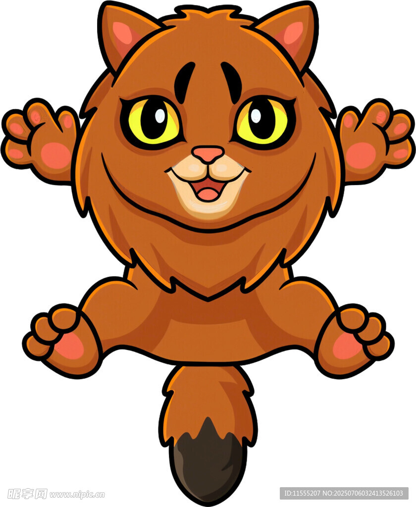 跳跃的可爱棕色猫咪