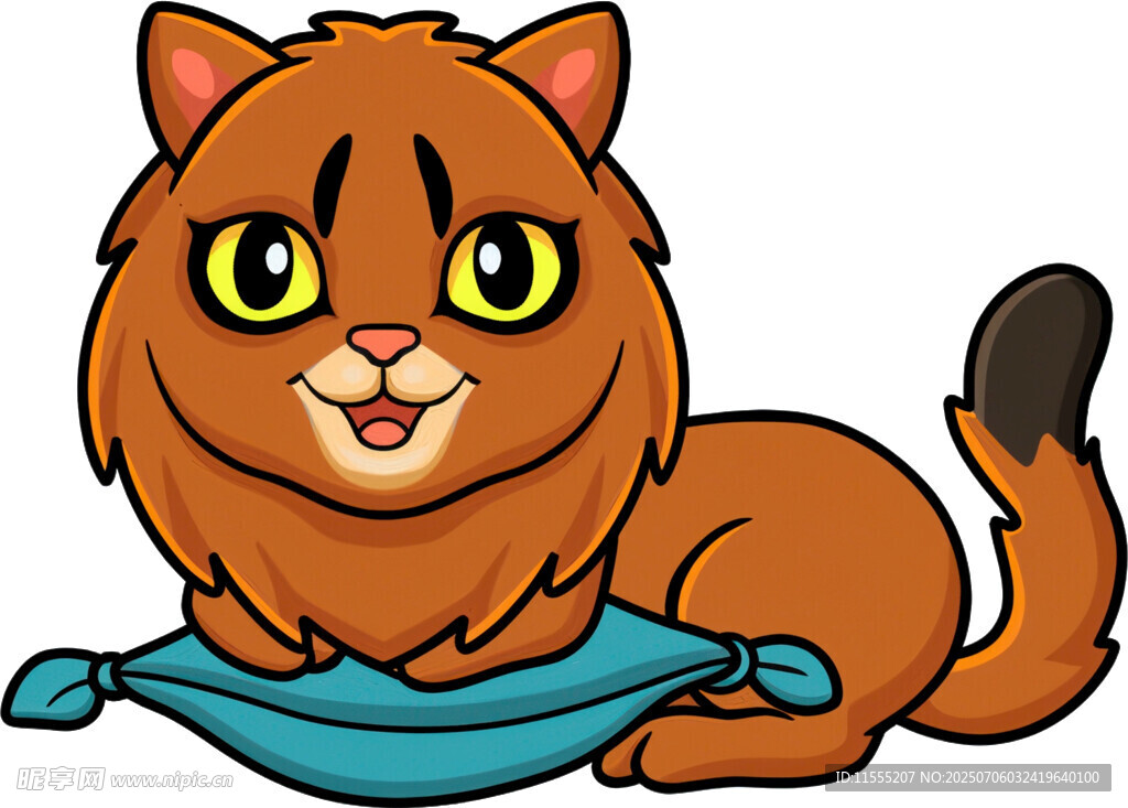 可爱猫咪趴蓝色垫子上