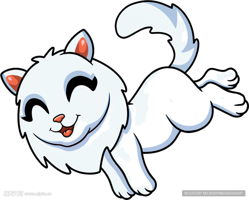 跳跃的可爱小白猫