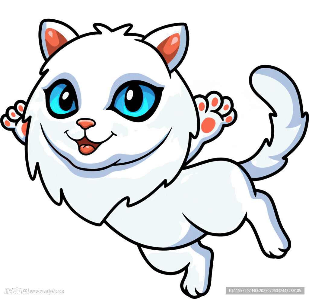 跳跃的可爱白猫