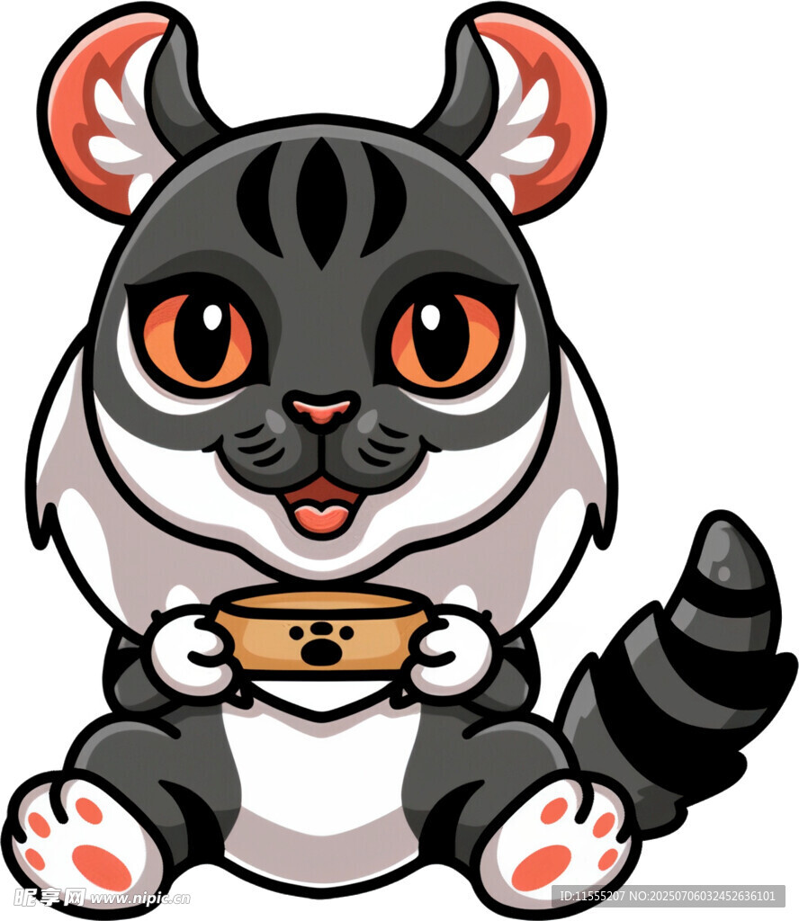 可爱狸花猫手持食物