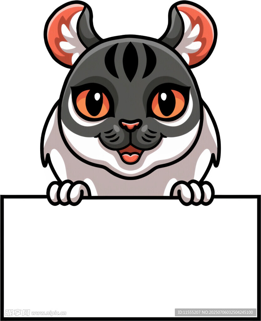 可爱仓鼠举空白标牌